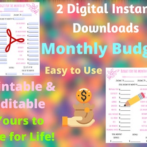 Monthly Budget Printable, Finance Planner, Budget for Couples, Budget Template, Instant Download Budget, Monthly Planner, Printable Budget
