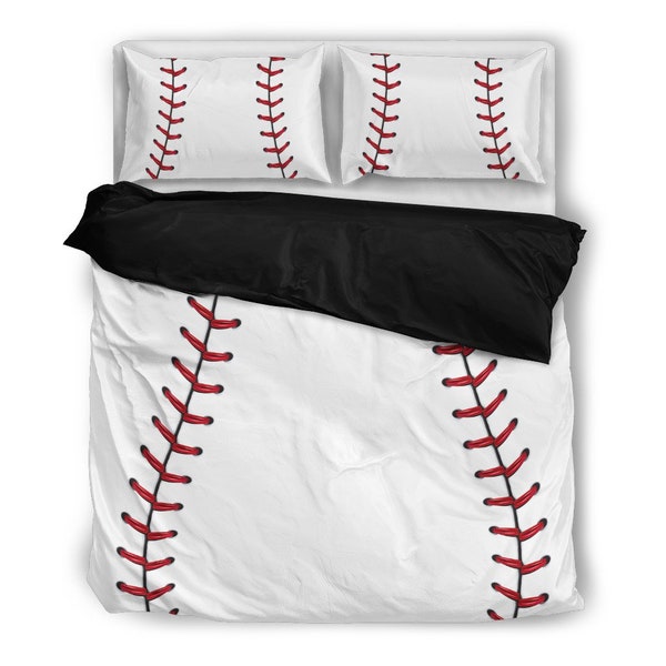 Baseball Bedding Set Black Inside 3 Pieces