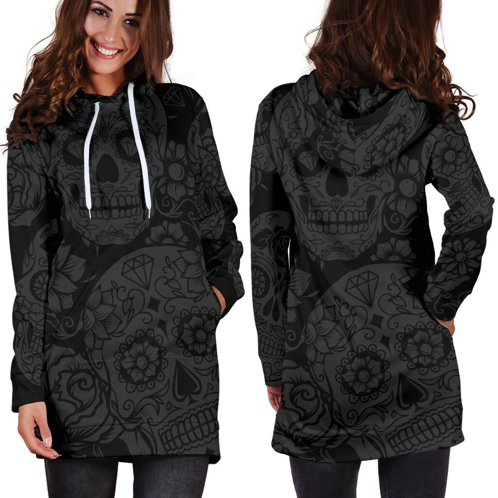 Dark Sugar Skull Women s Hooded Dress Etsy UK