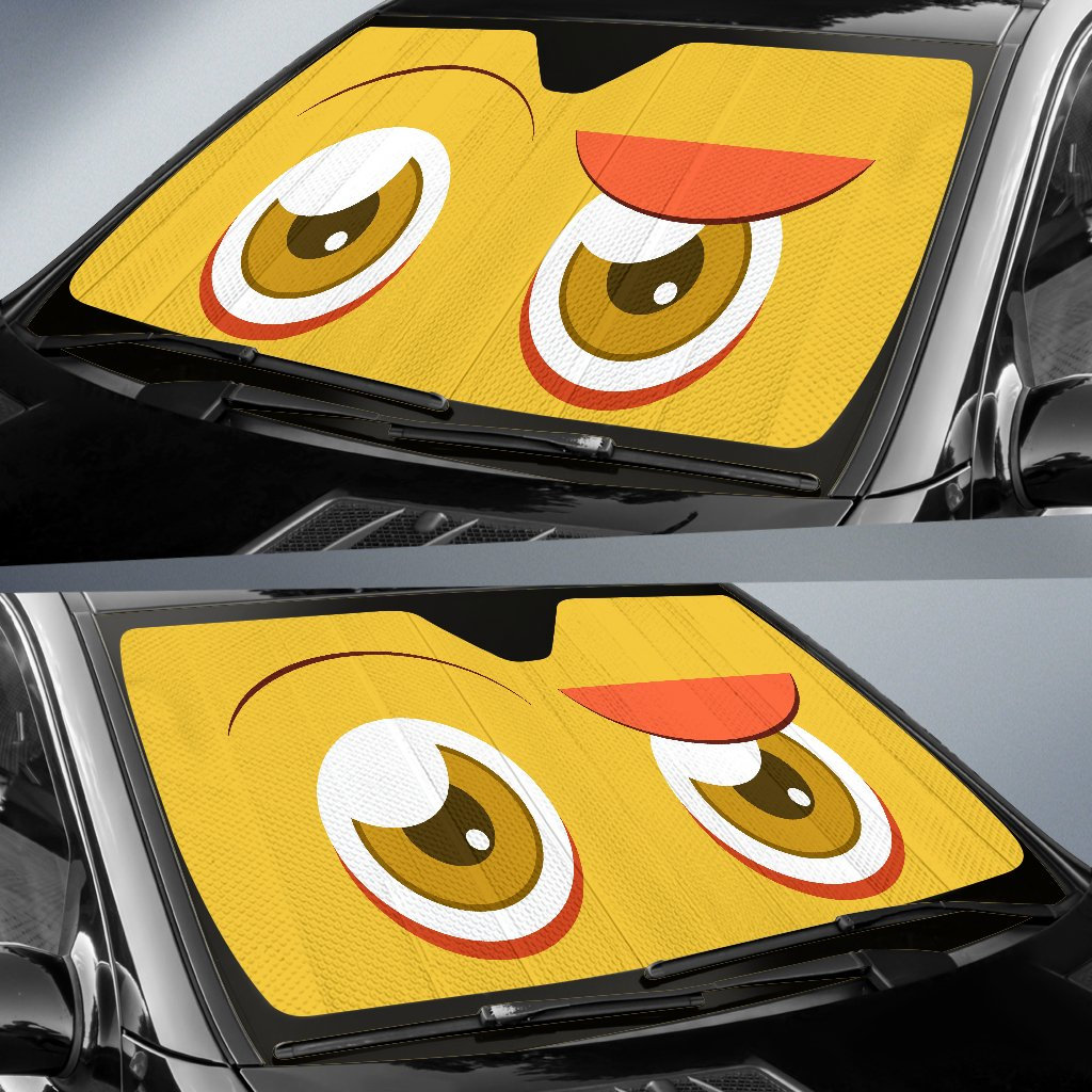 Yellow Cartoon Eyes Car Sunshade