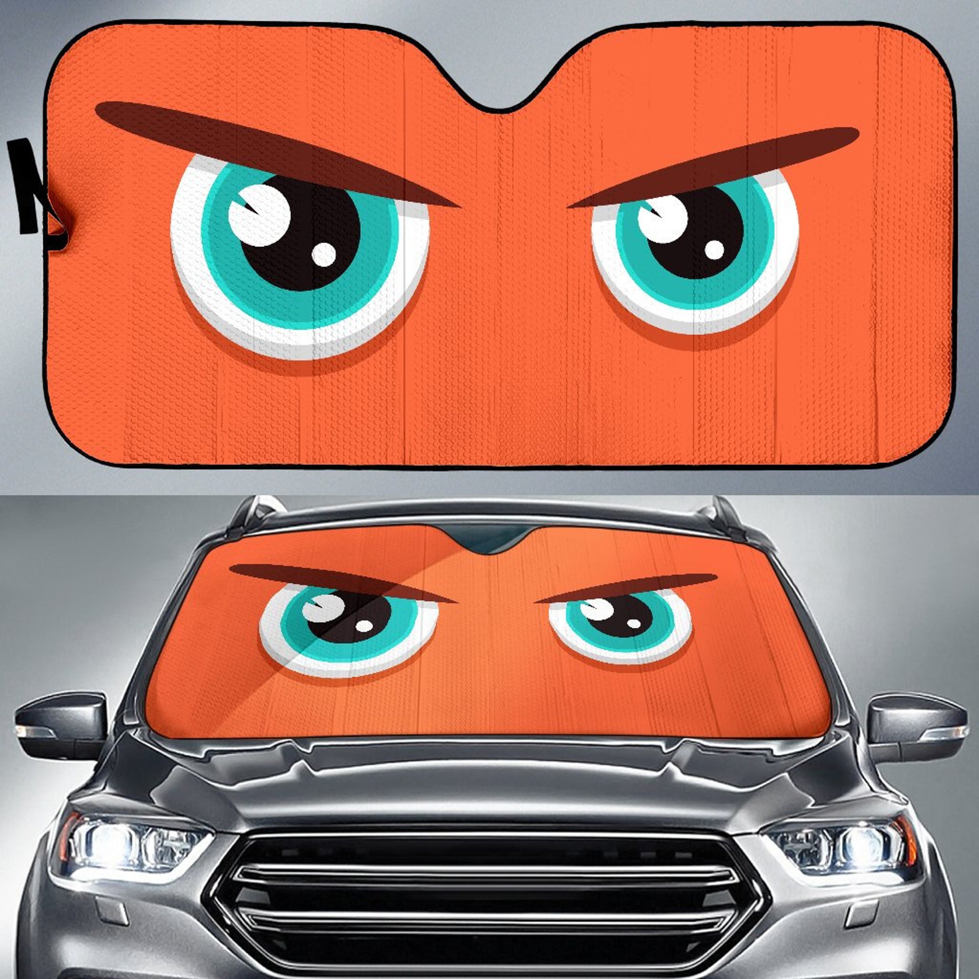 Discover Orange Cartoon Eyes Car Sunshade