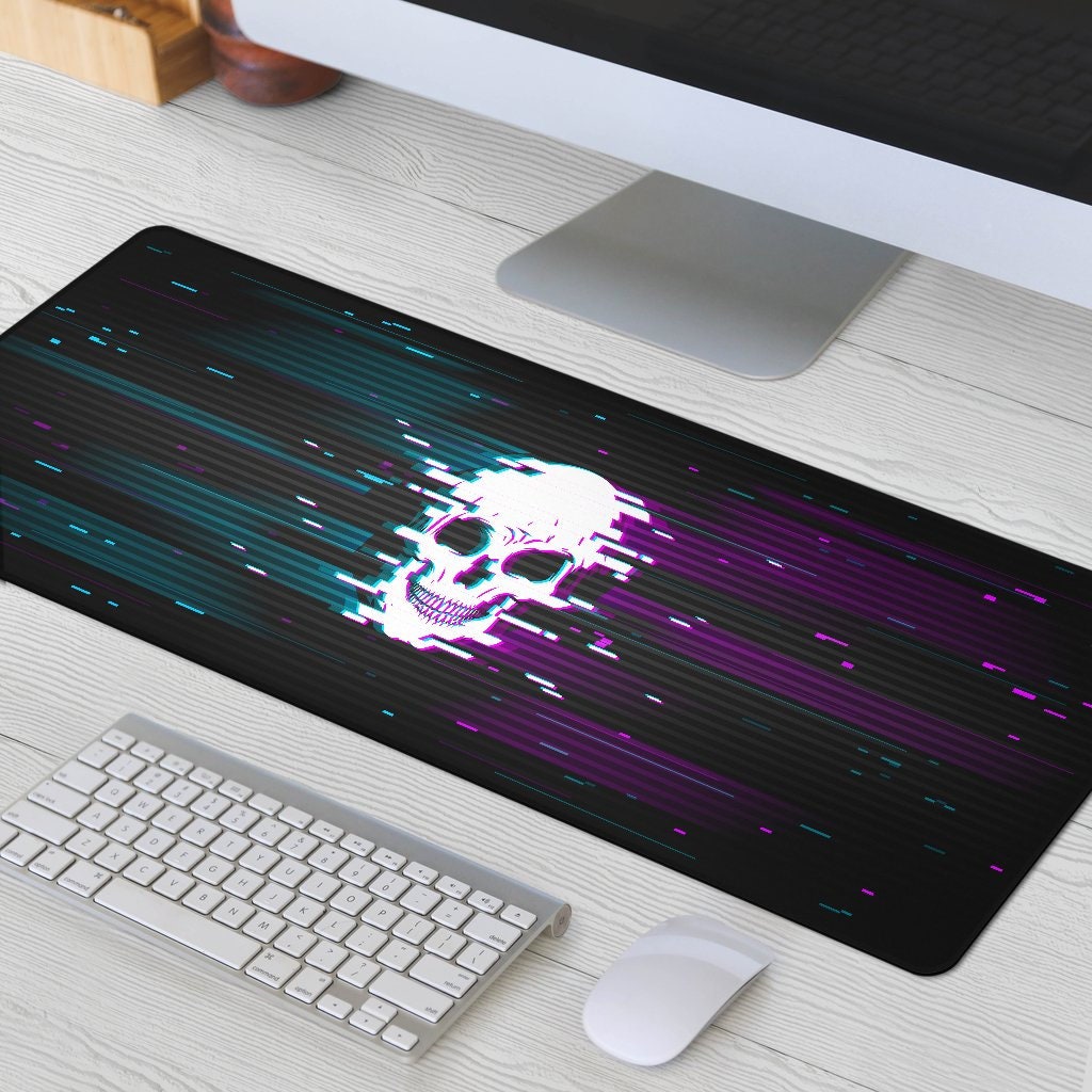 Discover Glitch Skull Anti Slip Mouse Mat