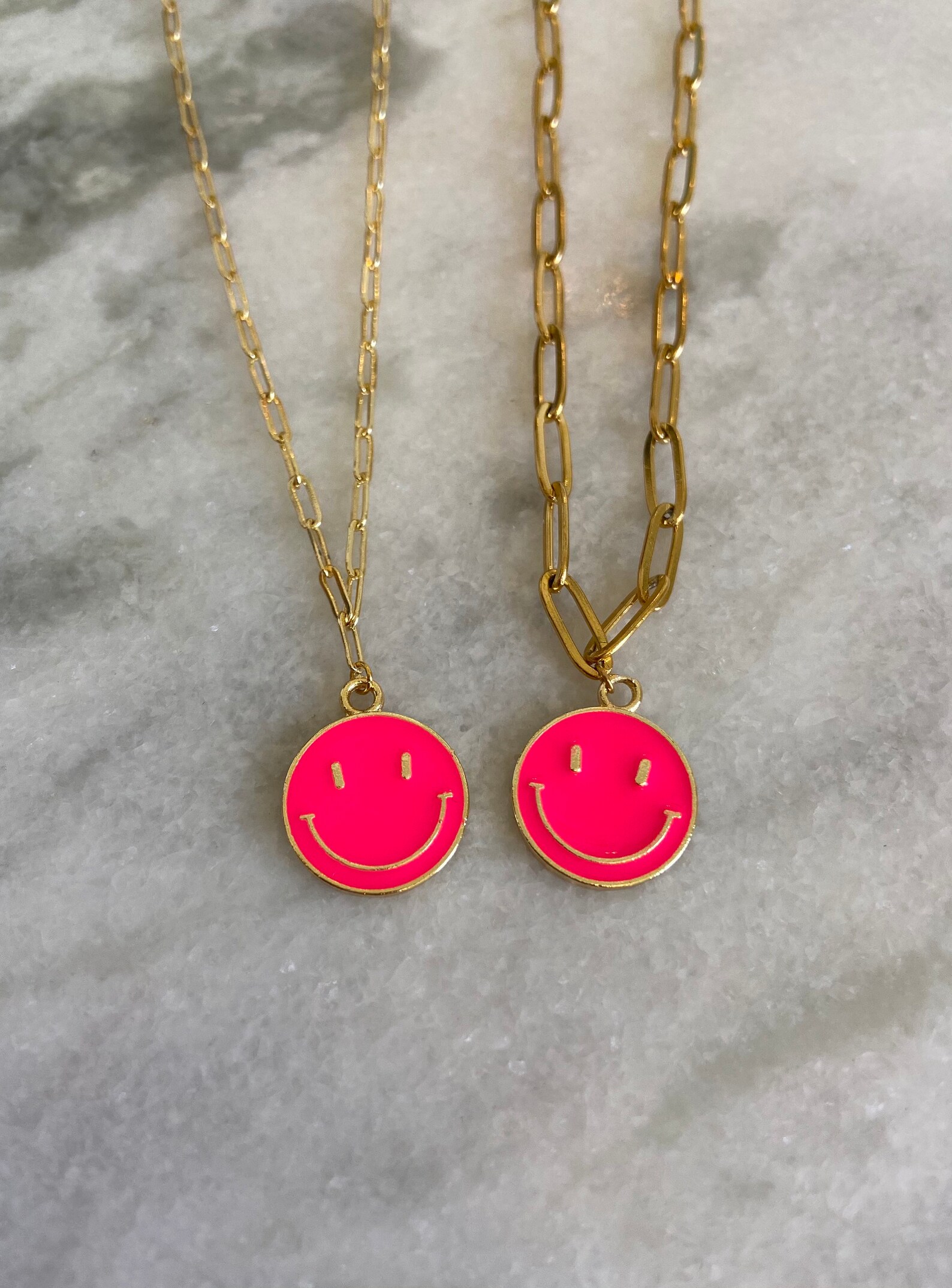 Pink smiley face necklace Clearance