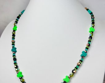 Mickey Mouse Ears Inspired Czech Glass Necklace