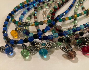 Iridescent Czech Glass Guardian Angel Necklaces