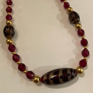 Vintage Venetian Glass Necklace made with Czech Glass and Gold Filled Beads