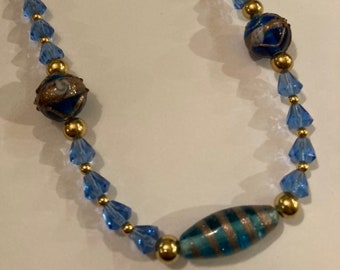 Vintage Venetian Glass Necklace made with Czech Glass and Gold Filled Beads