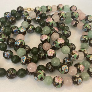 Vintage Venetian Glass, Jade, Rose Quartz, and Aventurine Beaded Necklaces