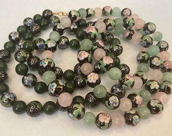 Vintage Venetian Glass, Jade, Rose Quartz, and Aventurine Beaded Necklaces