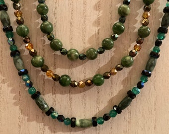 Jade and Czech Glass Necklaces