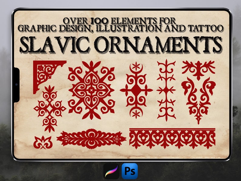 SLAVIC ORNAMENTS Over 100 Brush Stamps for Photoshop and Procreate ...