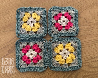 Granny Square onderzetterset | vintage huis | Retro interieur woonaccessoires | Gehaakte Mandala pastelbloem | Jaren 40 50 60 70 handgemaakt Cadeau gezellig huis