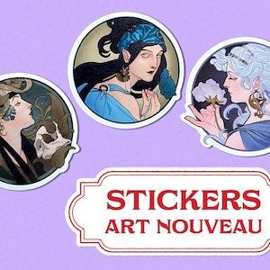 Art Nouveau Elfo Elfo Menina Vinil Adesivo Alphonse Mucha pagão folk lixo diário laptop garrafa fantasia