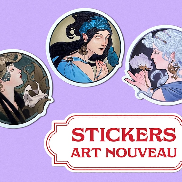 Art Nouveau Elf Elven Girl VINYL STICKER Alphonse Mucha pagan folk junk journal diary laptop bottle fantasy