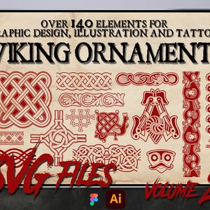 VIKING ORNAMENTS Vol.2 over 140 SVG Files Vector Illustration for Adobe Illustrator and Figma tattoo design graphic knots celtic decoration