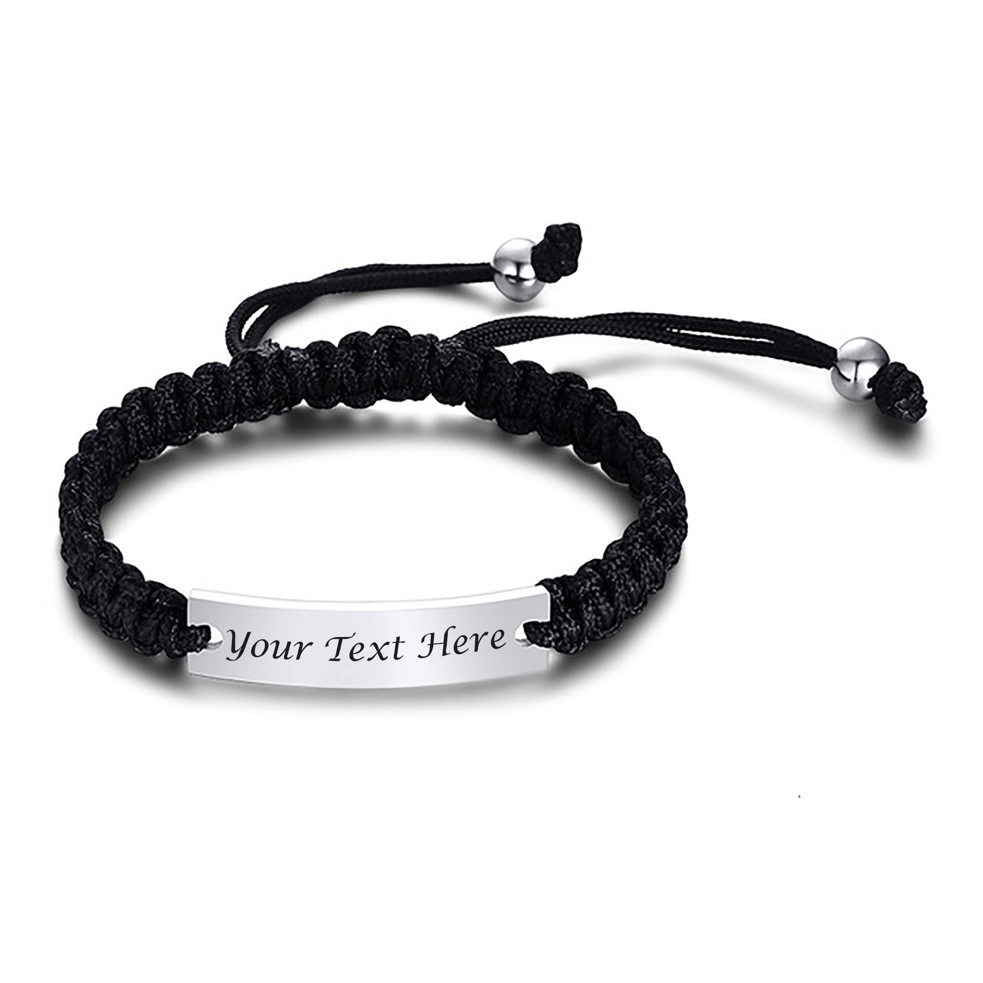 Silver Engraved Steel Bracelet Black – Tamaraataalijewelry