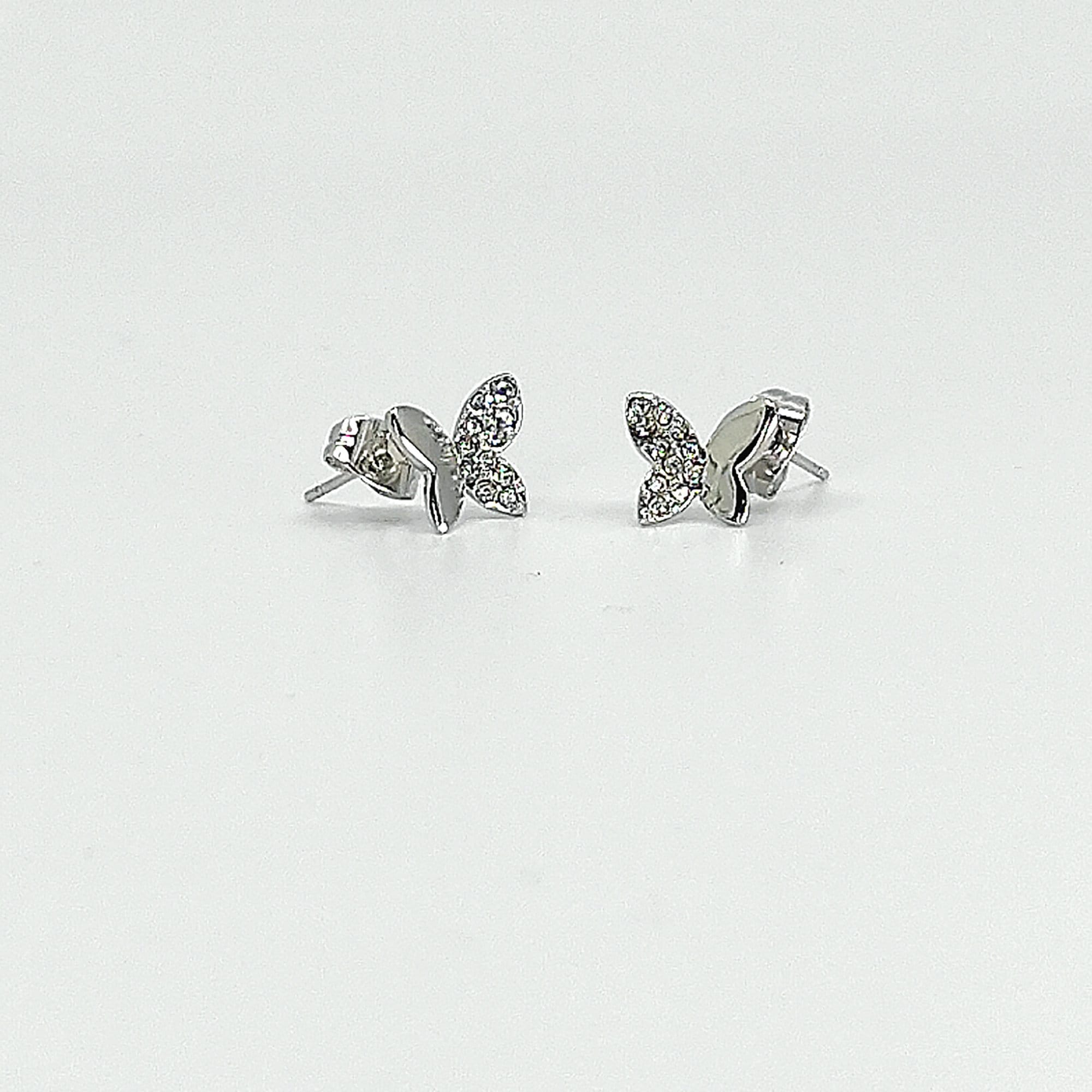 Colorful Butterfly Stud Earrings Austrian Crystal 18k White Gold Plated Jewelry