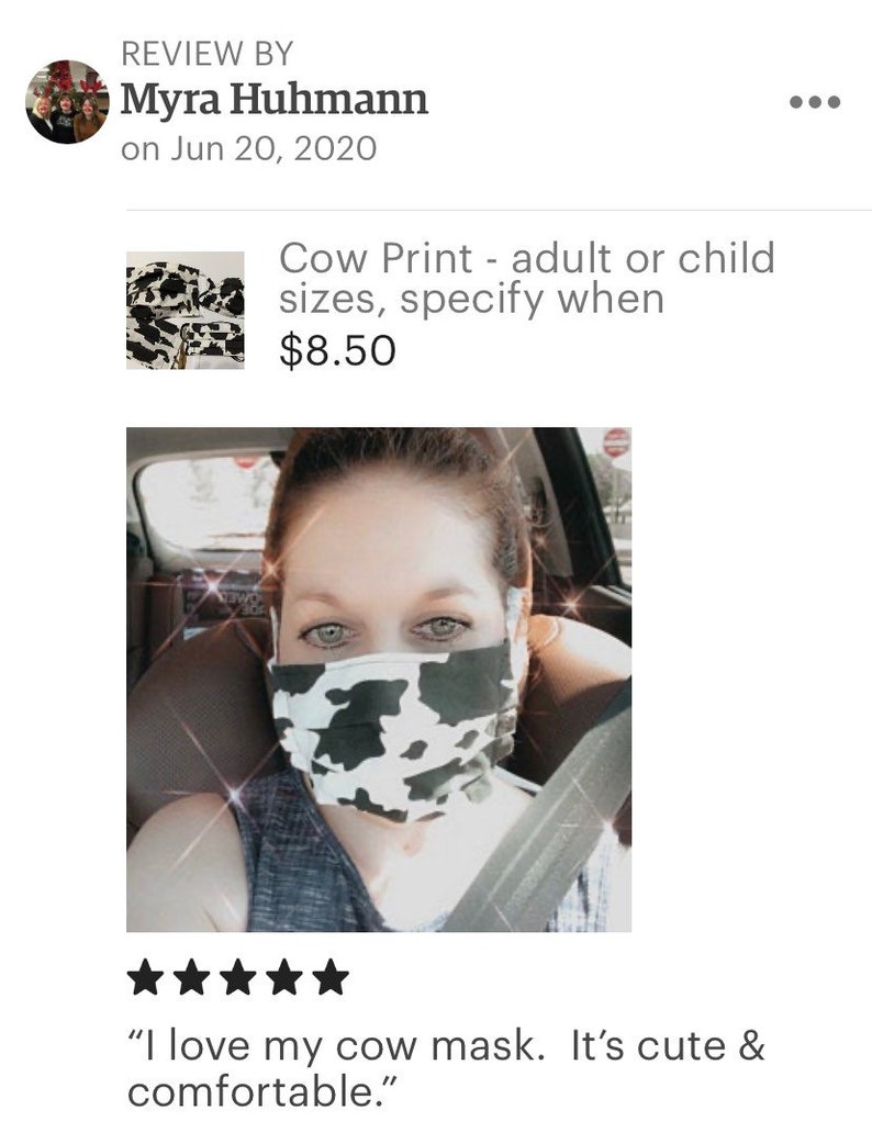 Cow Print   Adult/Child & Elastic/Ties image 3