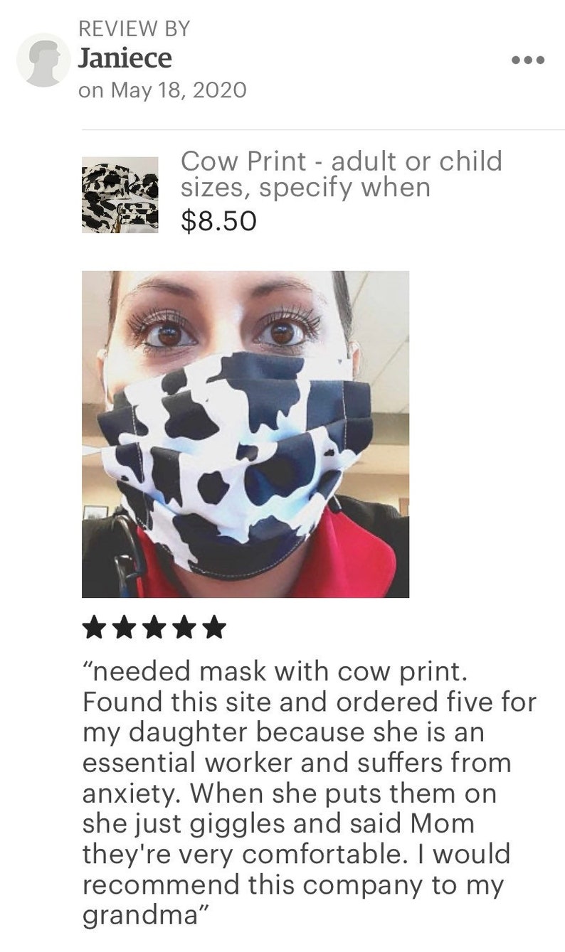 Cow Print   Adult/Child & Elastic/Ties image 2