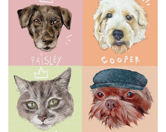 Custom Digital Pet Portrait for dog, cat, rabbit, rat, etc. Digital file only.
