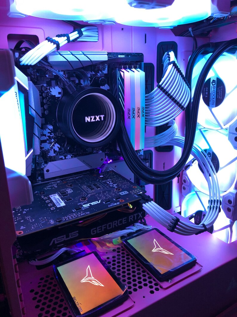 Pink gaming pc nzxt custom build pc for gaming etsy