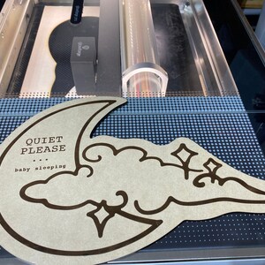 Laser Cut - FULL WOOD - Baby Sleeping Sign : Shape the Moon