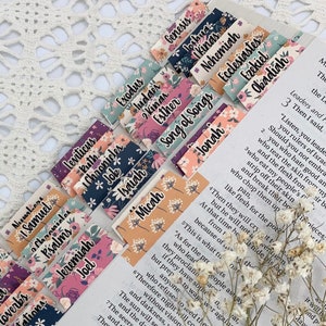 Floral Summer CARDSTOCK Bible Tabs, Books of the Bible, Gift for Christian Women, Included Catholic Books, Double Sided Index Tabs