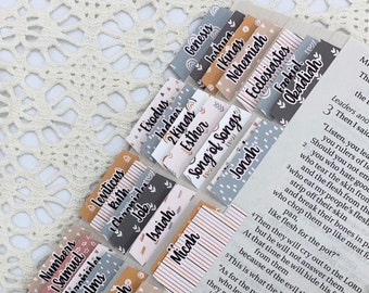 Boho Bible Tabs CARDSTOCK, Bible Index Tabs, Bible Stickers for Women, Christian Gift, Scripture Tabs, Includes Catholic Books