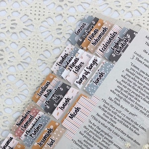 Boho Bible Tabs CARDSTOCK, Bible Index Tabs, Bible Stickers for Women, Christian Gift, Scripture Tabs, Includes Catholic Books