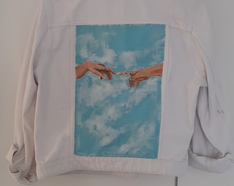 Hand Painted white denim jacket. Originally RedHerring. Designed and pained by me