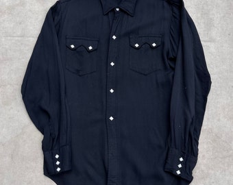 Vintage 1950’s Levi’s Black Gabardine Pearl Snap Button Up Shirt