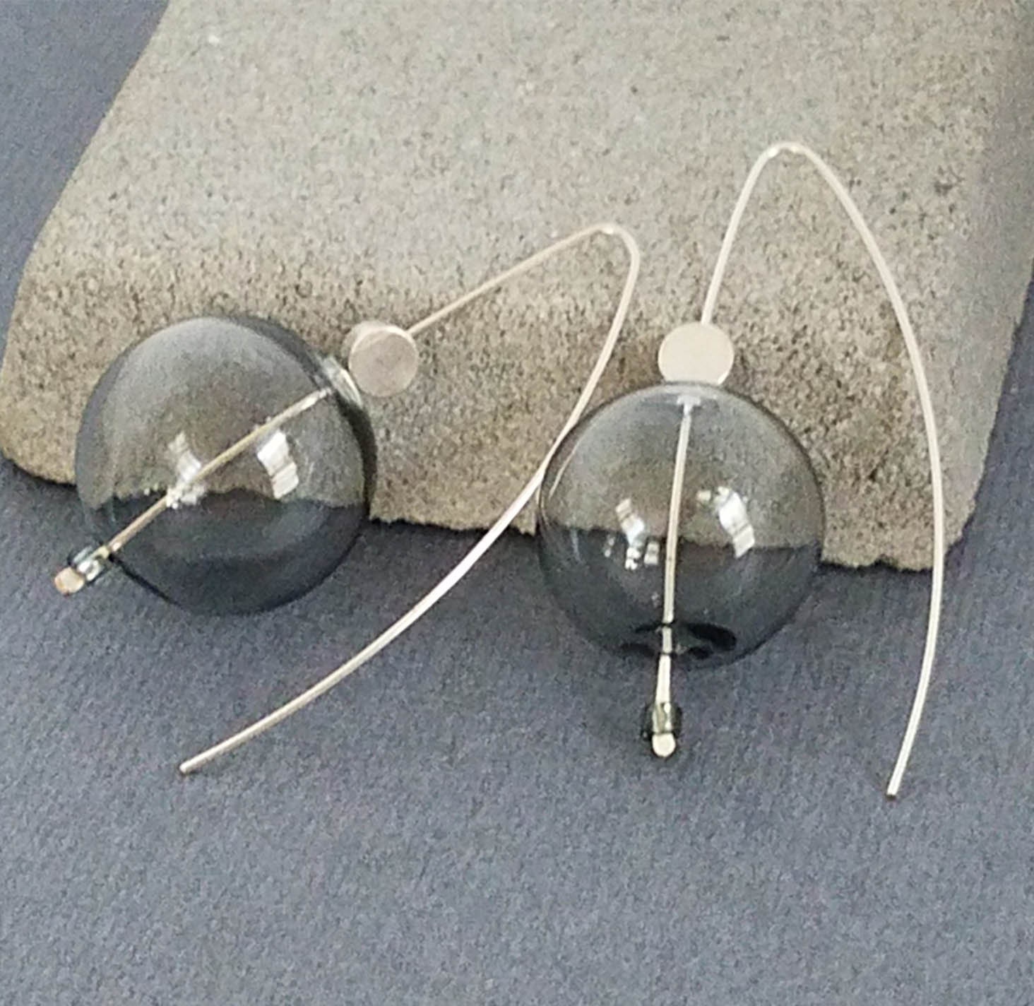 Hand blown glass earringsgrey Etsy