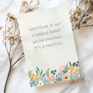 Carte de pratique de la gratitude - Cadeau de croissance spirituelle de soutien au rétablissement Rappel de pleine conscience Gratitude quotidienne - Outil de sobriété - Carte de citation florale