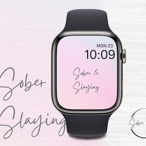 Quadrante per Apple Watch con sfumatura rosa per recupero sobrio e violento / Sfondo digitale per la sobrietà in 12 passaggi / Regalo per il recupero dalla dipendenza