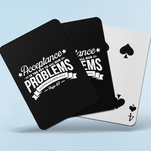 Baraja de cartas con citas de aceptación – Baraja de cartas de recuperación – Inspirada en la página 417 de AA – Regalo de sobriedad para padrinos y compañeros