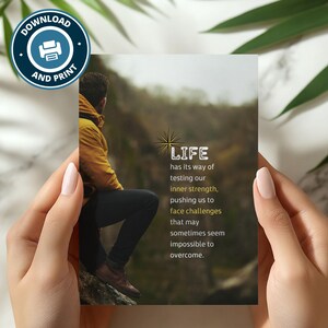 Cartão de Força Interior para Imprimir | Citação do Desafio de Recuperação | Download Digital | Suporte para Jornada Sóbria | Incentivo à Cura do Vício