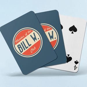 Cartas de póker del Club Bill W. - Naipes de recuperación - Regalo para la sobriedad - Noche de juegos para la sobriedad - Baraja de 12 pasos - Regalo de camaradería - Diseño vintage