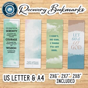 Bladwijzers voor herstelgebed Afdrukbaar, gebed voor sereniteit, Let Go Let God, nuchterheidscadeau, 12 stappen digitale download