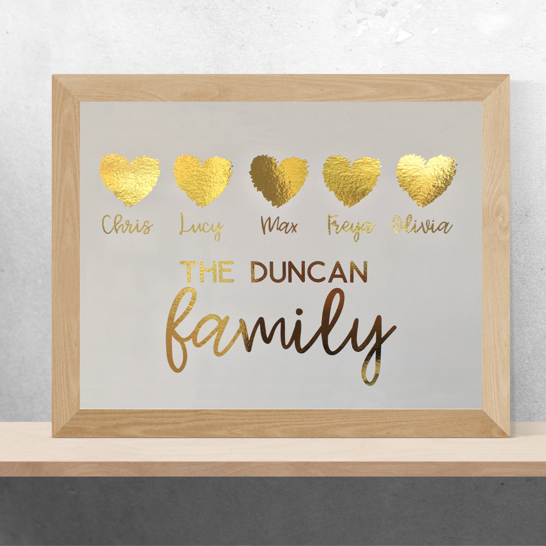 Personalised Gold Foil Family Print. A4 Gold Foil Print No Etsy
