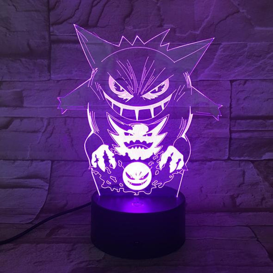 Gengar Pokemon 3D LED ilusión lámpara de luz nocturna para Etsy