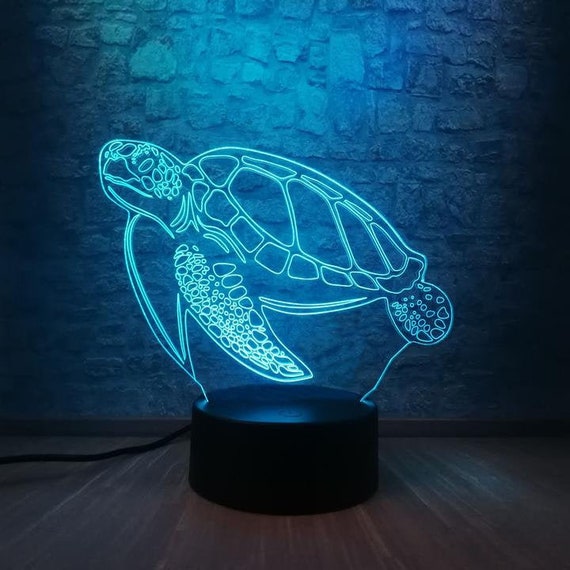 Sea Turtle 3D LED Illusion Night Light Lamp for Kids Adults Etsy