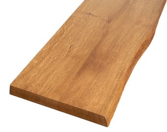 50 cm breite Massivholzplatte Eichenplatte Tischplatte Holzplatte Eiche Tisch massiv 4cm Baumkante Smoked, Längen 60 bis 400cm