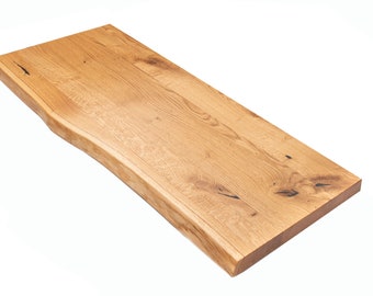 50 cm breite Massivholzplatte Eichenplatte Holzplatte Eiche Tisch massiv 3 cm Baumkante Natural