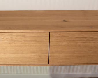 Waschtischunterschrank aus Eiche massiv Wildeiche mit 2 Schubkästen