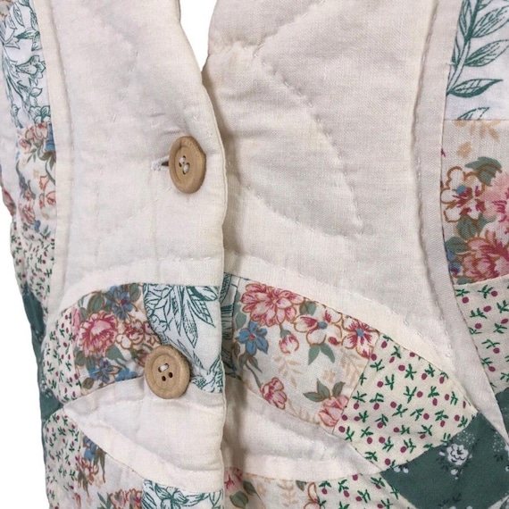 Vintage Quilted Patchwork Vest Double Wedding Rin… - image 3