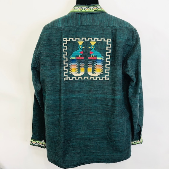 Vintage 70s Guatemalan embroidered jacket shirt - image 6