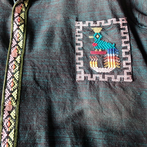 Vintage 70s Guatemalan embroidered jacket shirt - image 7