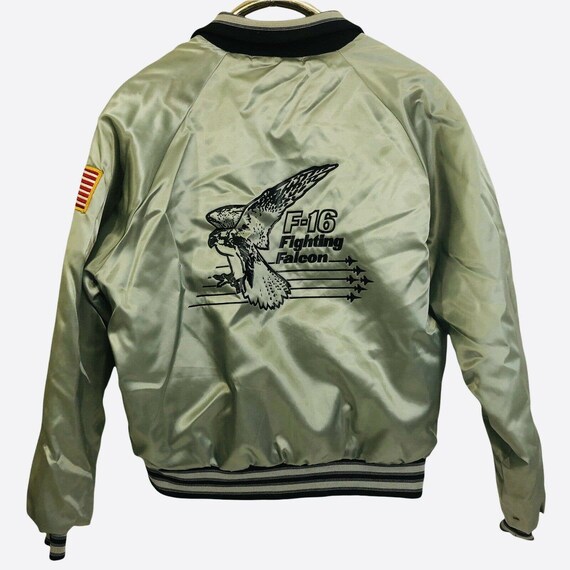 Vintage USAF F 16 Fighting Falcon Satin Bomber Jacket Etsy