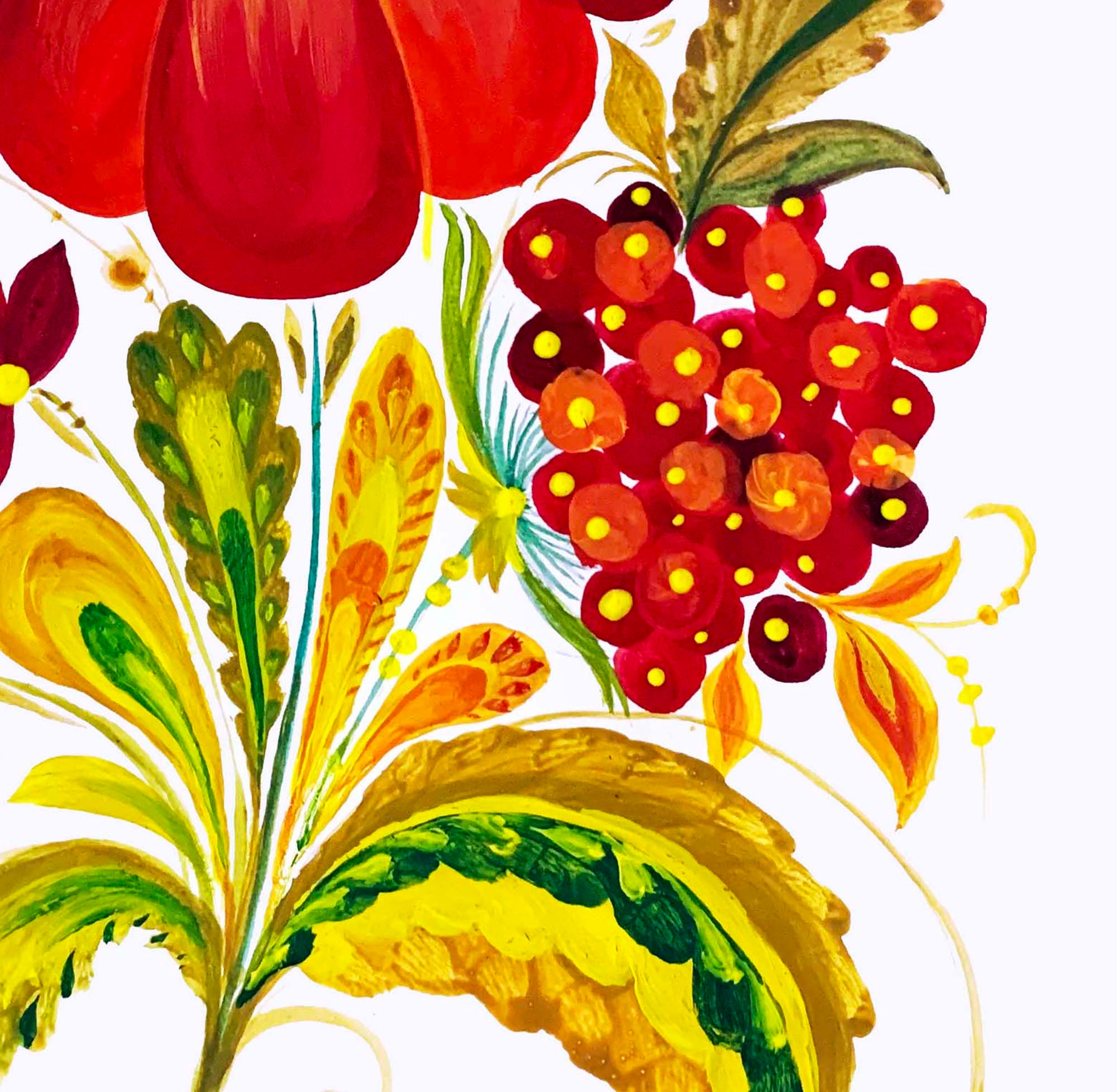 Ukrainian Flowers Acrylic Original Painting Petrikovskaya Art Etsy