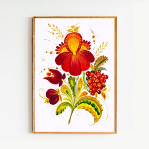 Fiori ucraini Acrilico Pittura originale Petrikovskaya Arte 11x8 Fiori di campo Bouquet Papavero rosso Arte popolare Acquerello Immagine Grano Opera d'arte